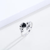 Leaf Zircon Rings for Women S925 Sterling Silver Leaf Rings Adjustable Heart Zircon Leaf Jewelry Gift Birthday Christmas Gift