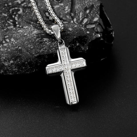 14K Gold Plated Cubic Zirconia Cross Necklace