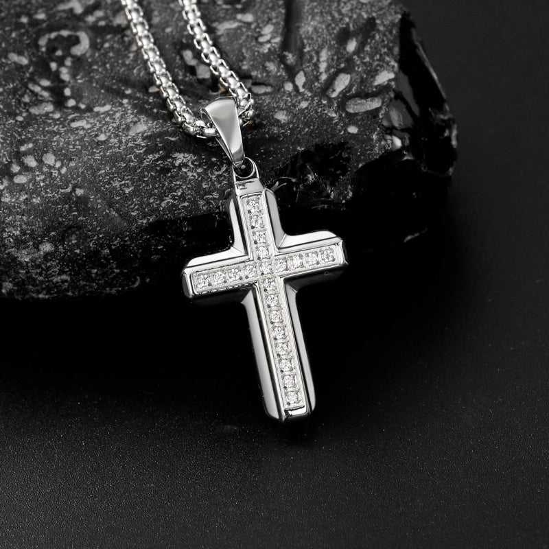 14K Gold Plated Cubic Zirconia Cross Necklace