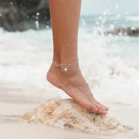 Sterling Silver Multi-layered Animal Anklet