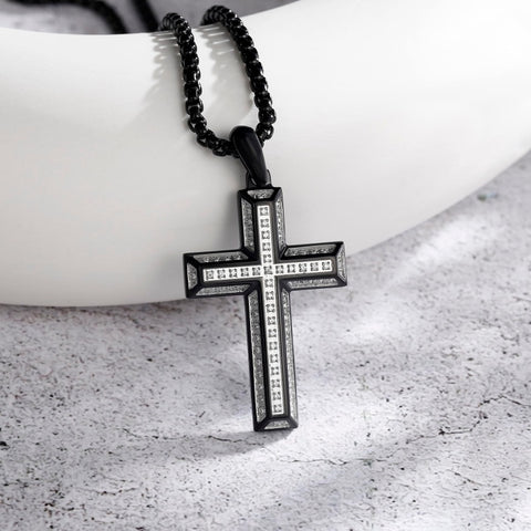 14K Gold Plated Cubic Zirconia Cross Necklace