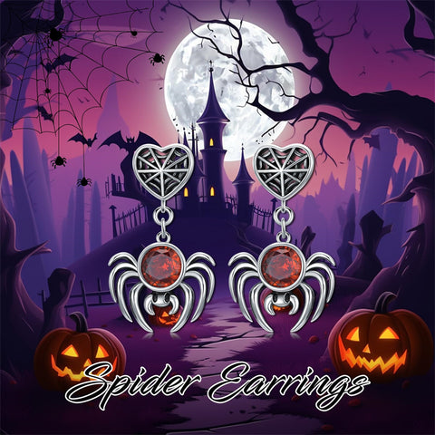 Sterling Silver Cubic Zirconia Spider Stud Earrings