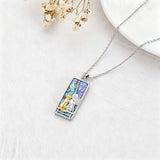 Sterling Silver Abalone Shell Tarot Card Pendant Necklace Gifts for Birthday Halloween Anniversary Valentine’s Day