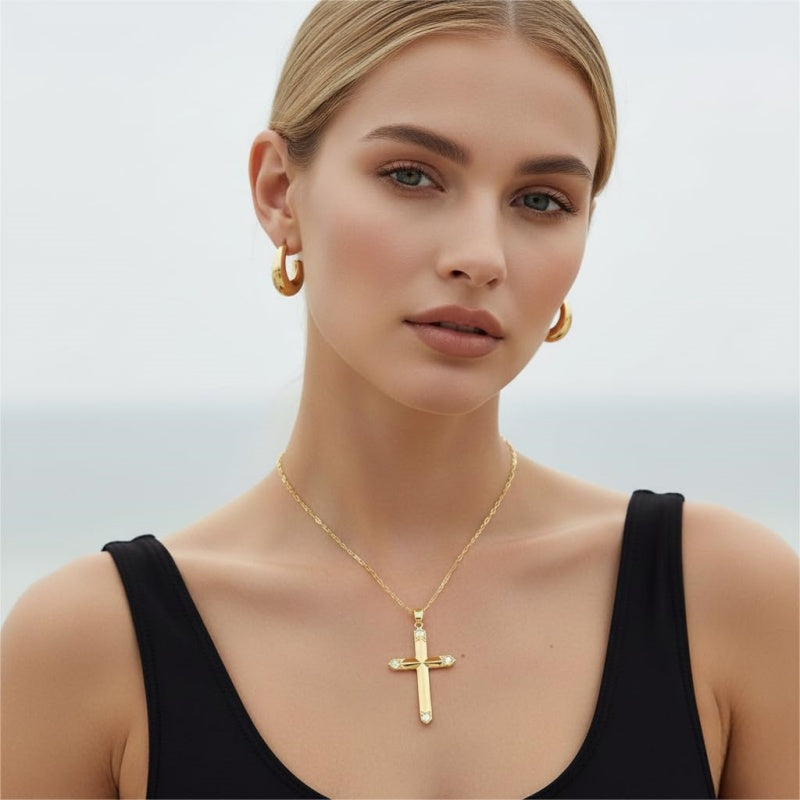 14K Gold Plated Cross Infinity  Pendant Necklace  for Women