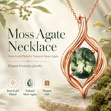 14K Gold Plated Moss Agate Pendant Necklace Boho Jewelry for Women