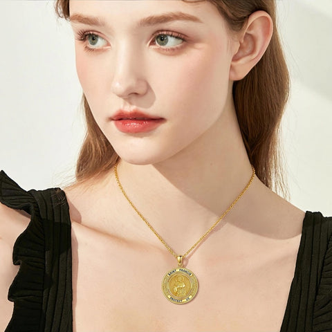 14K Gold Plated Patron Saint Necklace Saint Medal Catholic Amulet Jewelry