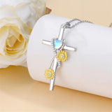 Sterling Silver Cross Moonstone Dragonfly Butterfly Bee Hummingbird Ladybug Pendant  Necklace for Women