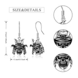 Sterling Silver Gothic Skull Dangle Earrings