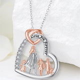 Sterling Silver Heart  Father and Daughter Pendant Necklace With Engraved Word Love You Forever