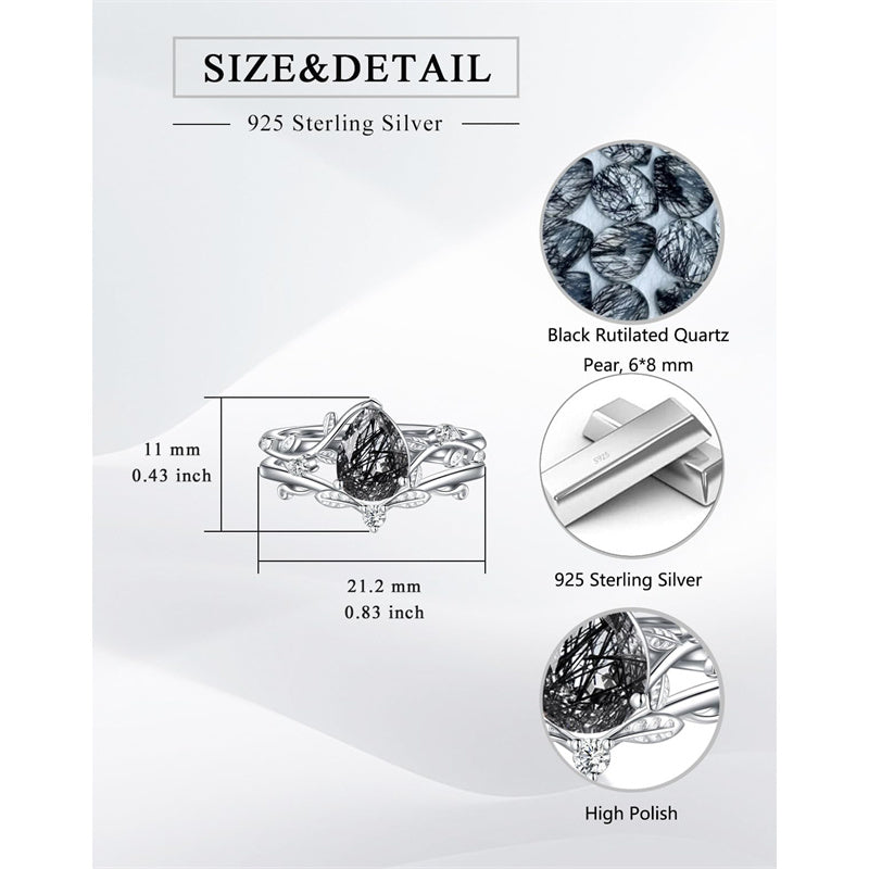 Sterling Silver Pear Oval Kite Heart Hexagon Emerald Coffin Cut Gemstone Engagement Promise Ring Set