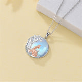 Sterling Silver Moonstone Tree of Life Art Book Pendant Necklace for Book Lover