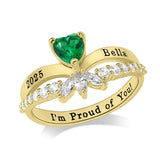 Copper Sterling Silver Personalized Birthstone High School College Class Ring Graduation Memorial Rings Gifts for Her