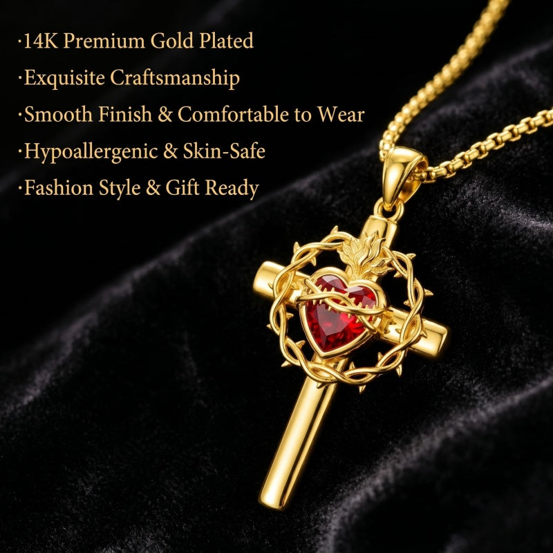 14K Gold Plated Cross Pendant Necklace Religious Confirmation Jewelry