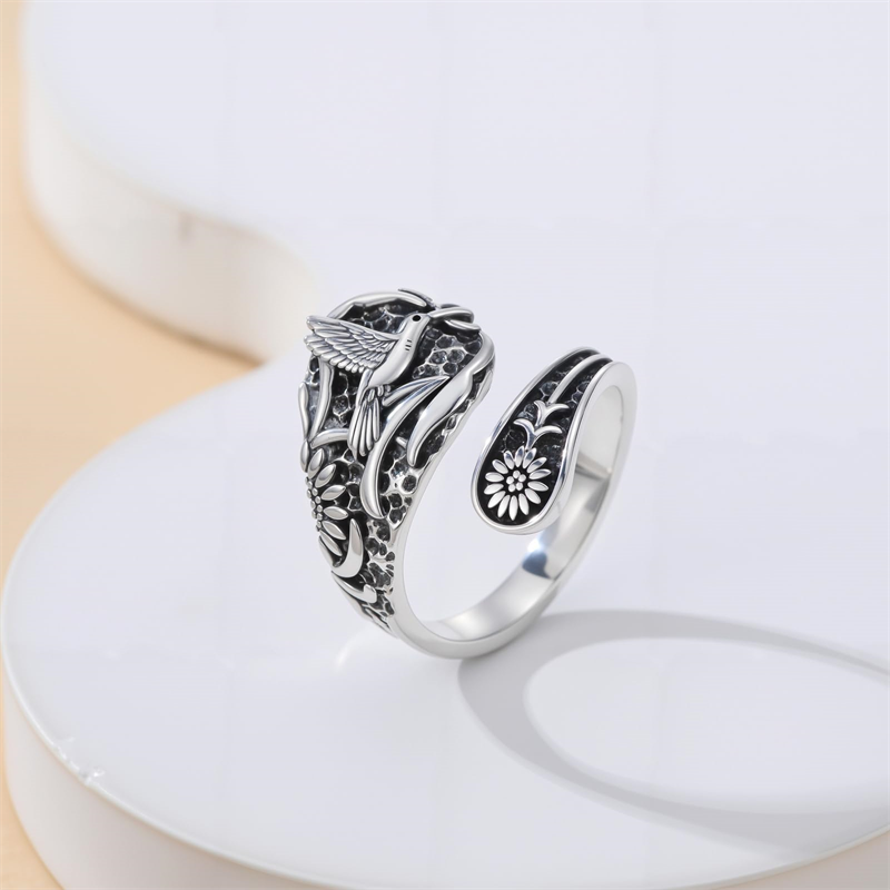 Sterling Silver Vintage Bee Butterfly Dragonfly Hummingbird Tree of Life Sunflower Spoon Rings