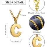 Initial Pendant Necklace 14K Gold Plated with Cuban Chain