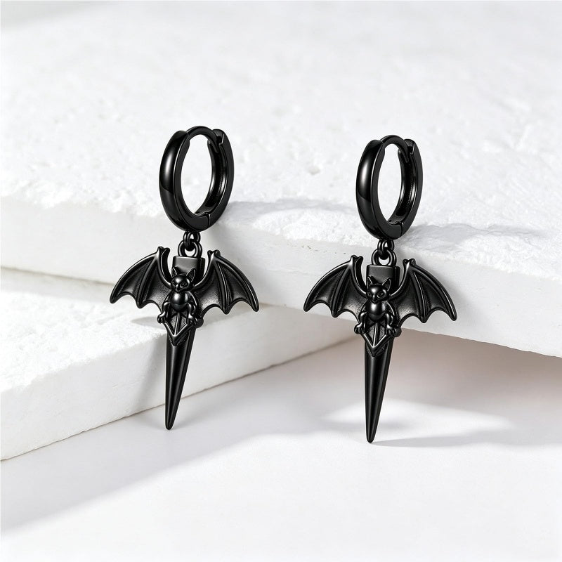 Sterling Silver Feather Arrow  Skull Spider Bat Scorpion Hoop Earrings Halloween Christmas Gift