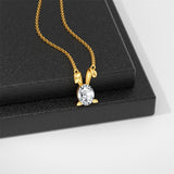 14K Yellow Gold 2CT Moissanite Rabbit Pendant Necklace