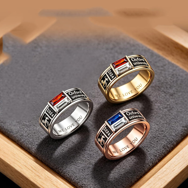 Copper Personalized Birthstone High School College Class Ring Graduation Gift