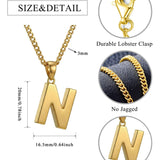 Initial Pendant Necklace 14K Gold Plated with Cuban Chain