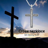 Sterling Silver Cross Religious Necklace for Men