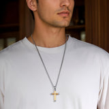 14K Gold Plated Cross Necklace for Men with Adjustable Chain Jewelry Gift for Him