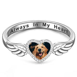 Custom Ring with Picture for Women Men Sterling Silver Personalized Memorial Photo Ring Customize Engraved Memorial Rings for Mom Dad Grandma Pet