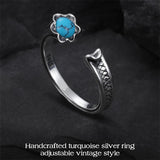 Sterling Silver Turquoise Adjustable  Rings for Women