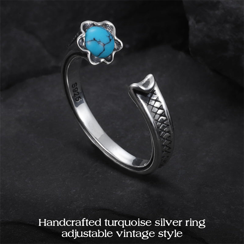 Sterling Silver Turquoise Adjustable  Rings for Women