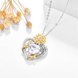 Sterling Sliver Birthstone Love Heart & Sunflower Pendant Necklace Engraved With You Are My Sunshine