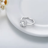 Sterling Silver Personalized Engraved Moissanite Engagement Wedding Anniversary Ring
