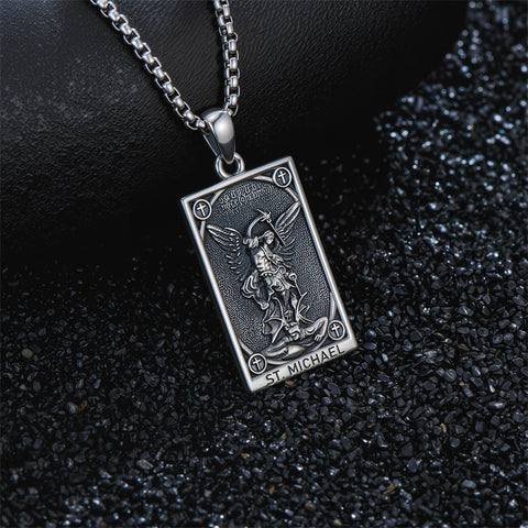 Sterling Silver Saint Anthony Saint Jude Saint Christopher   Saint Michael Amulet Religious Pendant Necklace