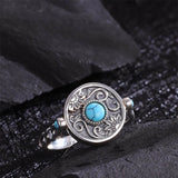 Sterling Silver Turquoise  Sunflower Flip Spoon Ring