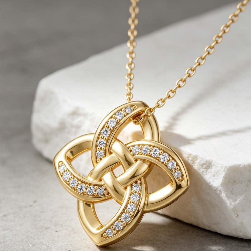 14K Gold Plated Celtic Knot Pendant Necklace Irish Jewelry Gift for Her