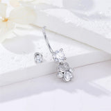 Sterling Silver Cubic Zircon Angel Wings Mermaid Tail Palm Tree Pet Paw Print Belly Button Ring