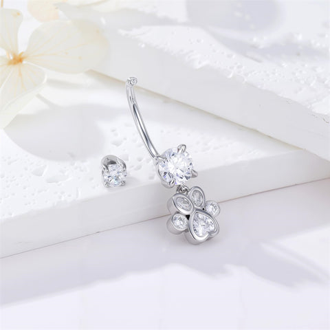 Sterling Silver Cubic Zircon Angel Wings Mermaid Tail Palm Tree Pet Paw Print Belly Button Ring