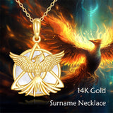 10K 14K 18K Yellow Gold  Phoenix Pendant Necklace for Women