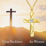 14K Gold Plated Cross Pendant Necklace Faith Jewelry Gift for Women