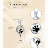 Pet Cremation Jewelry for Pet Ashes 925  Silver Pet Urn Necklace for Ashes Keepsake Memorial Ashes Necklace for Dog Pet