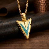 Malachite Turquoise Arrow Pendant Necklace for Men