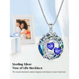 Sterling Silver 2 Heart Birthstone Austrian Crystal Tree of Life Pendant Necklaces