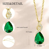 14K Gold Plated  Teardrop Birthstone Pendant Necklace Birthday Gifts for Women
