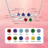 Sterling Silver Personalized Birthstone Name Wave Pendant Family Necklace
