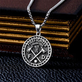 Sterling Silver Aztec Lion Cross Pendant Necklace