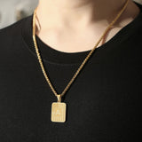 14K Gold Plated  American Flag Initial A-Z Pendant Necklace for Men