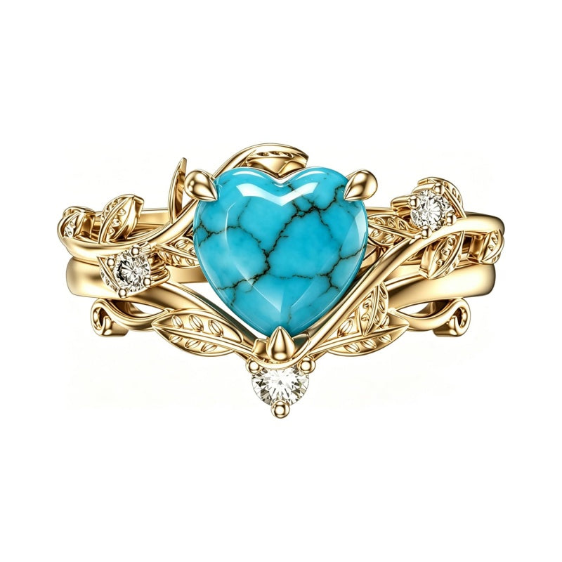 Sterling Silver Personalized Engraved 1-3CT Turquoise Engagement  Wedding Promise Ring Set for Her