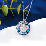 Sterling Silver Crystal Tree of Life Family Pendant Necklace for 1 to 5 Children