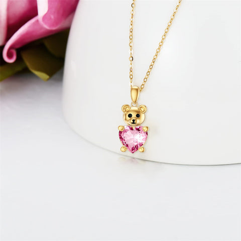 14K Yellow Gold Bear Pendant Necklace