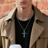 14K Gold Plated Wooden Abalone Shell Cross Pendant Necklacefor Men