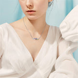 Sterling Silver Personalized Birthstone Name Wave Pendant Family Necklace