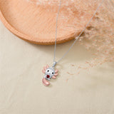 Sterling Silver 12 Month Birthstones Axolotl  Pendant Necklace